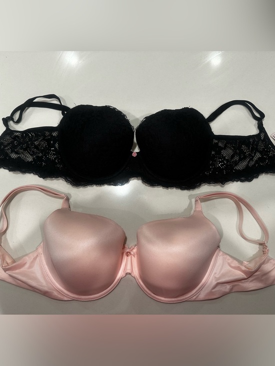Victoria's Secret Other - Victoria's Secret Black Lace & Pink Satin Demi Bra Duo